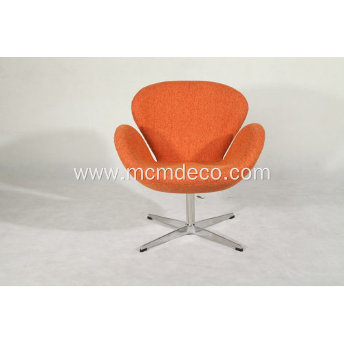 orange fabric swan chair with alu leg